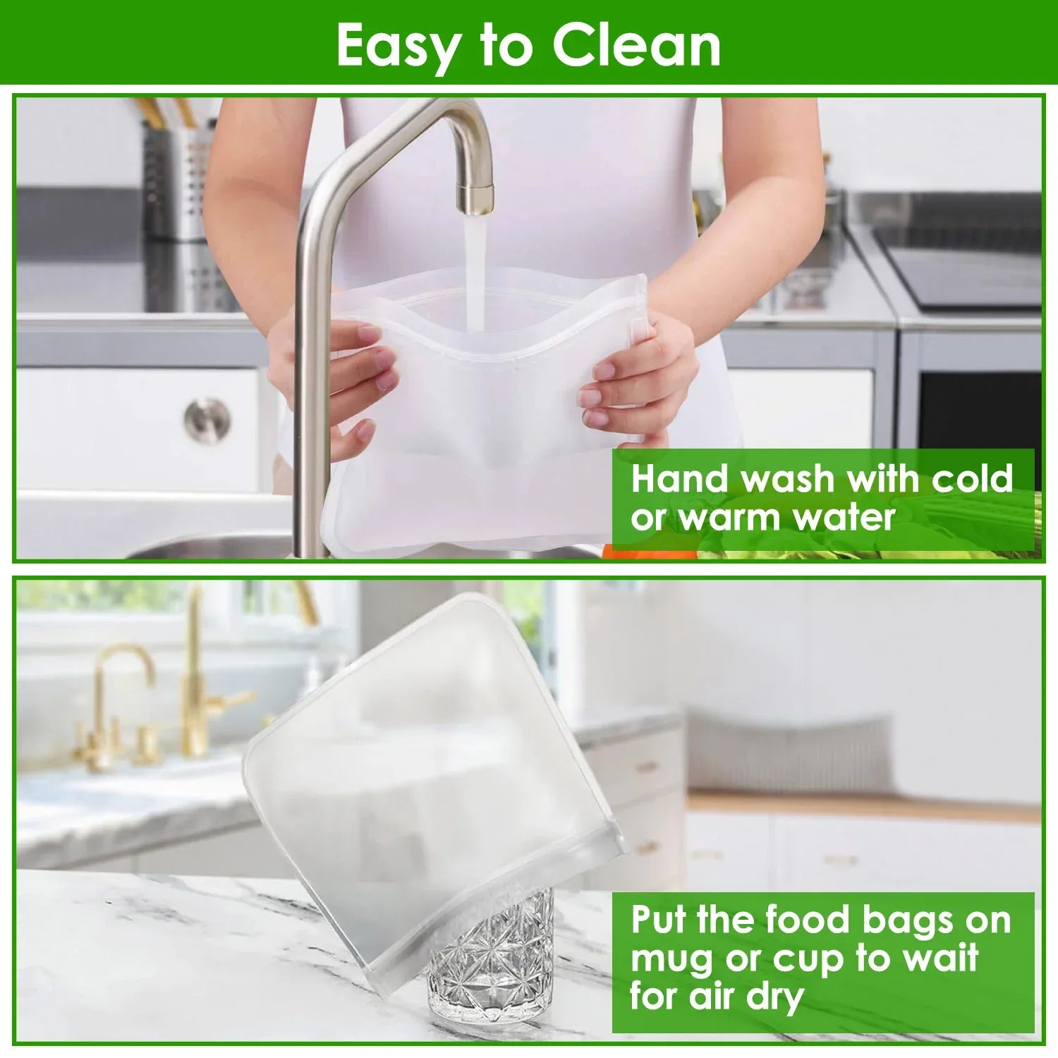 20Pcs Reusable Food Storage Bags 5 Sandwich Snack Gallon Quart Bag Leakproof BPA Free Food Container Freezer Safe Lunch Bag - THE MILE MAKER DRIVER SHOP