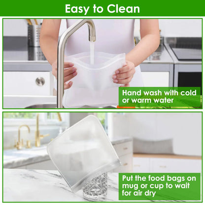 20Pcs Reusable Food Storage Bags 5 Sandwich Snack Gallon Quart Bag Leakproof BPA Free Food Container Freezer Safe Lunch Bag - THE MILE MAKER DRIVER SHOP