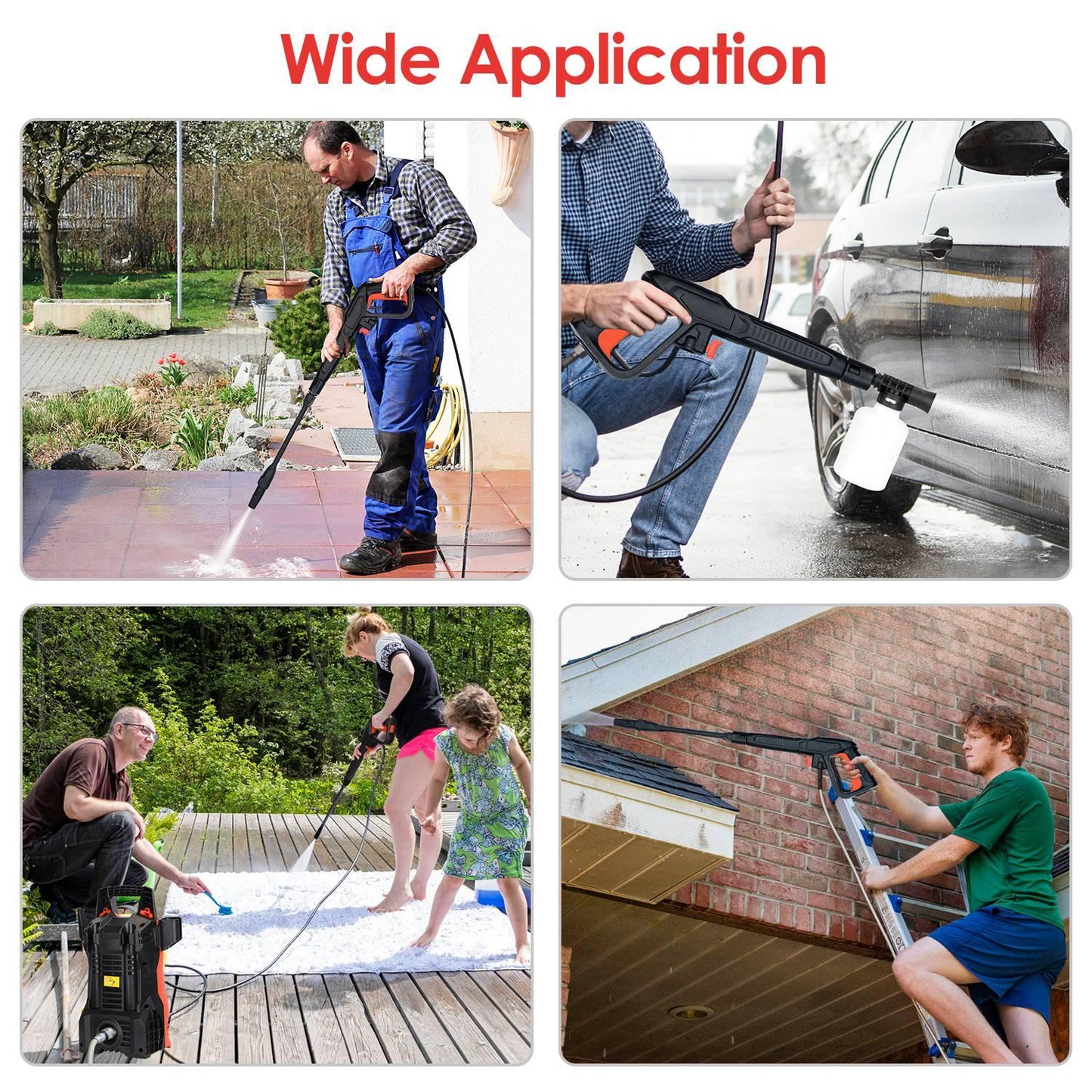 1Pc Electric High Pressure Washer 1740PSI Powerful Car Washer Pressure Cleaner With Adjustable Spray Nozzle Soap Dispenser IPX5 Waterproof For Patio Garden Driveway - THE MILE MAKER DRIVER SHOP