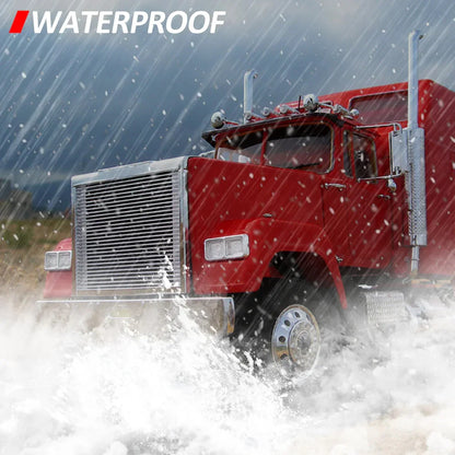 Dual Rectangular 2X For 4x6 Light Headlight Bezel With 12 Amber LED Light Strip For Kenworth T400 T600 T800 W900B W900L Peterbilt 378 379 Western Star 4900 Trucks Clear Lens White LED - THE MILE MAKER DRIVER SHOP