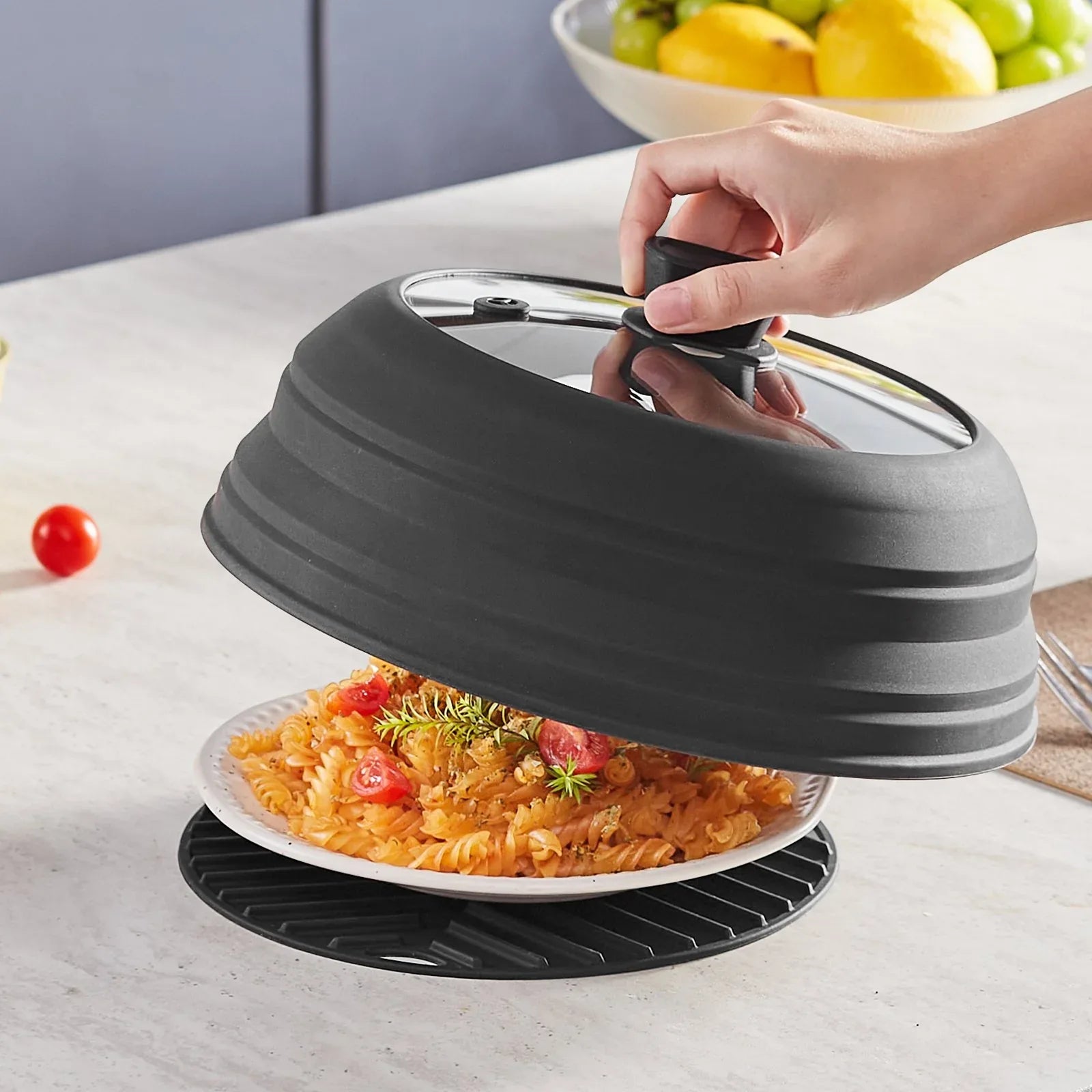 Microwave Splatter Cover & MatCollapsible Microwave Food Lid - THE MILE MAKER DRIVER SHOP