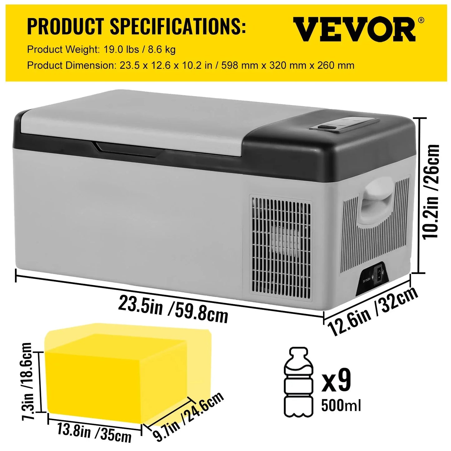 VEVOR 12 Volt Refrigerator 16 Qt, Portable Mini Car Fridge Cooling Range & App Contro DC & 110-240V AC Electric Compressor Cooler For Truck Vehicle RV Boat Outdoor & Home Use, Grey - THE MILE MAKER DRIVER SHOP