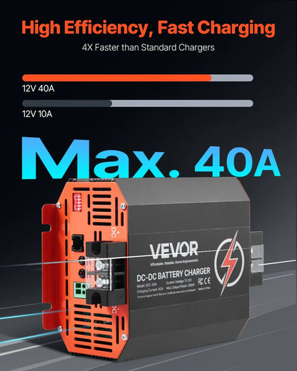 12V 40A DC To DC Charger Battery Charger 500W For Lead-Acid And Lithium AGM GEL - THE MILE MAKER DRIVER SHOP
