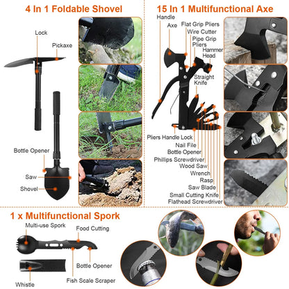 121Pcs Per Set Survival Kits Professional Emergency Survival Gear Tactical First Aid Kit Supplies For Outdoor Adventure Camping Hiking Hunting - THE MILE MAKER DRIVER SHOP