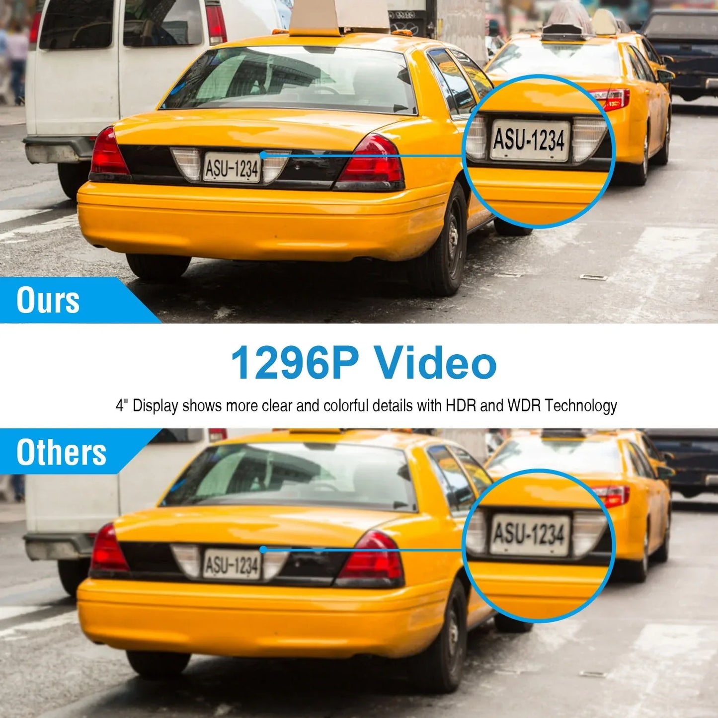 1296P Car DVR Dash Camera 4In 3 Lens Vehicle Driving Recorder Seamless Recording - THE MILE MAKER DRIVER SHOP