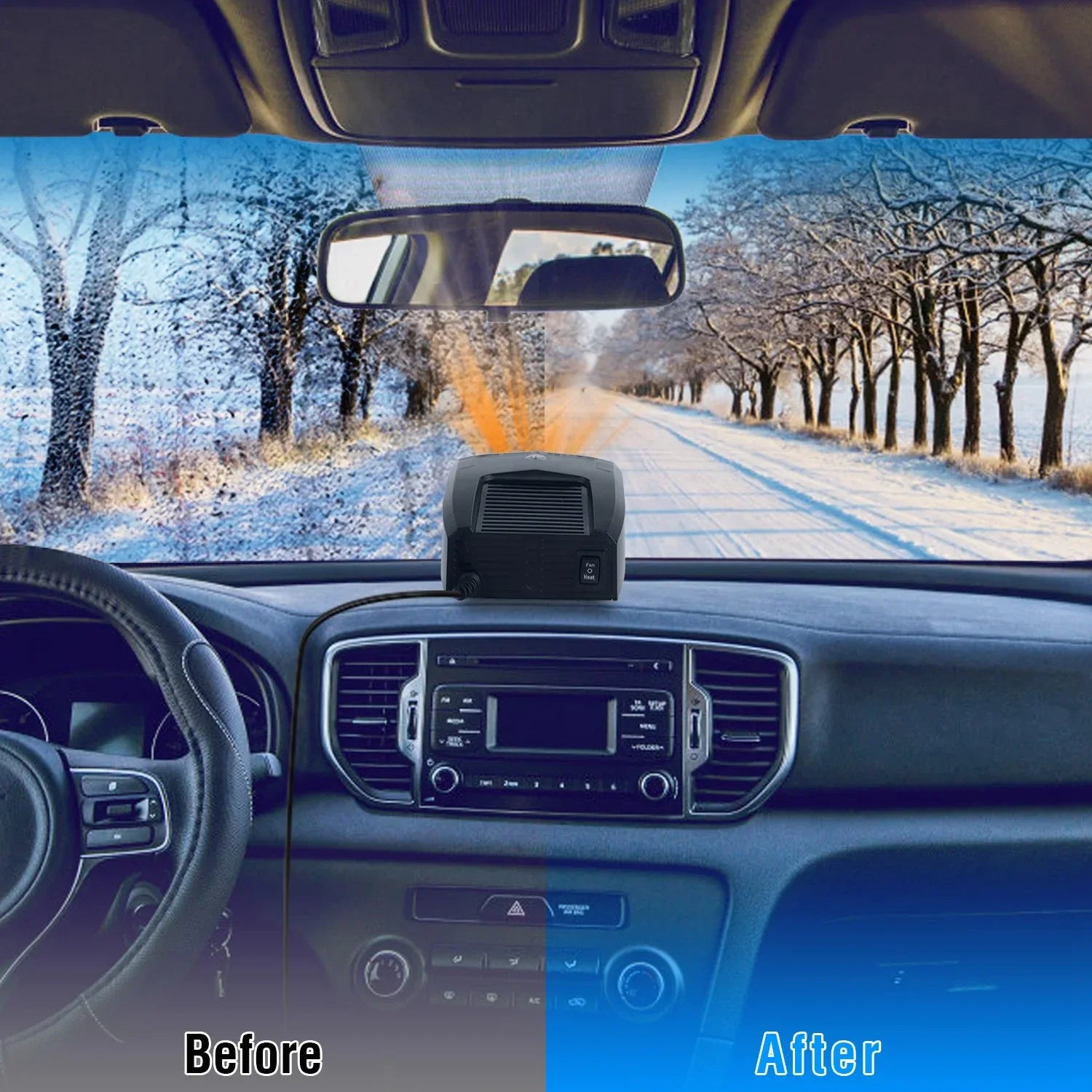 24V 180W OR 12V 150W Portable Car Heater Heating Fan 2 In 1 Defroster Defogger Demister Windshield Heater Automotive Cooling Fan With 360 Degree Rotating Base - THE MILE MAKER DRIVER SHOP