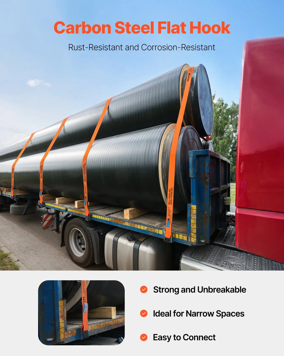 Winch Straps Truck Straps 4 In X 30 Ft With Flat Hook For Towing 10 Pack - THE MILE MAKER DRIVER SHOP