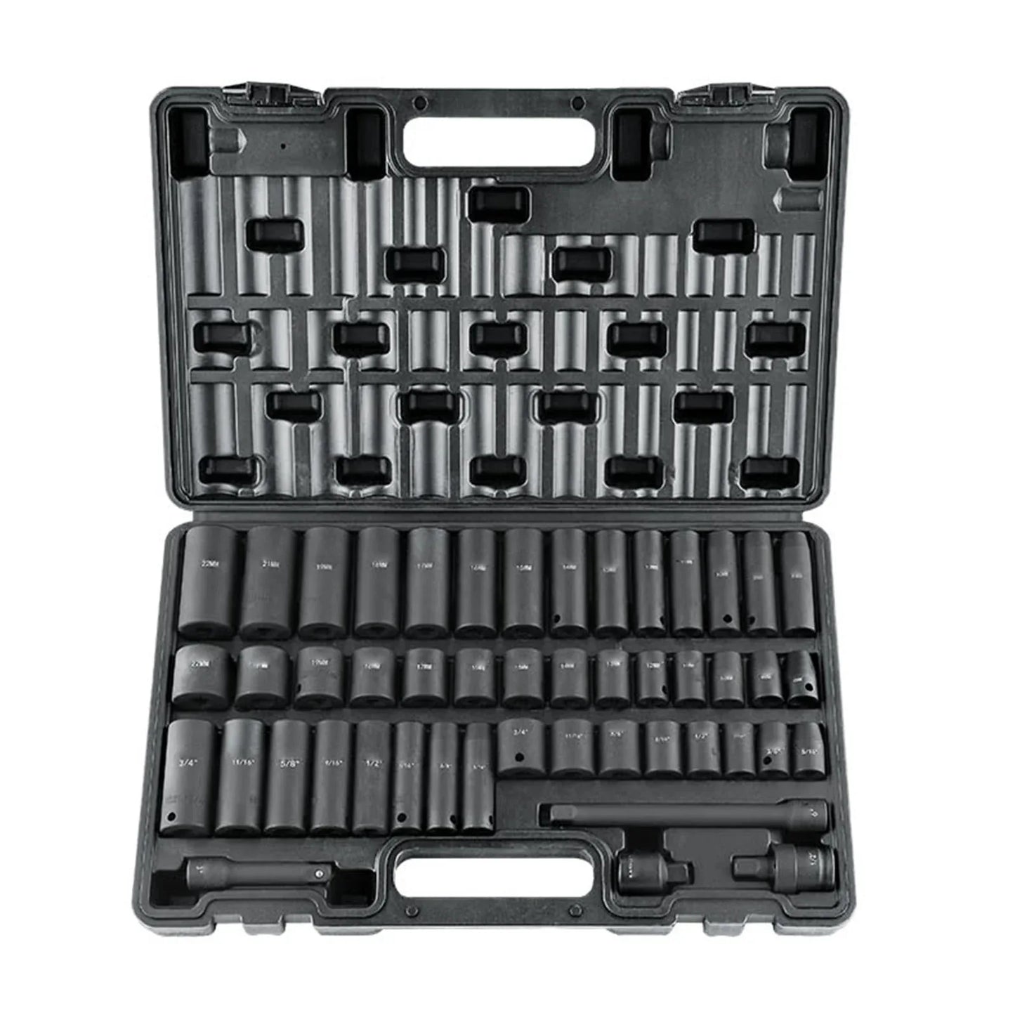 VEVOR Rive Impact Socket Set, 48 Piece Socket Set SAE & Metric 8-22mm 6 Point Cr-V Drive Extension Bar Universal Joint & Power Drill Adapter Includes Storage Case - THE MILE MAKER DRIVER SHOP