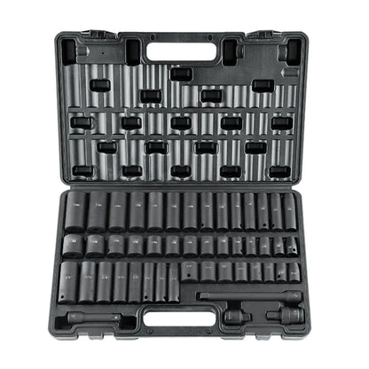 VEVOR Rive Impact Socket Set, 48 Piece Socket Set SAE & Metric 8-22mm 6 Point Cr-V Drive Extension Bar Universal Joint & Power Drill Adapter Includes Storage Case - THE MILE MAKER DRIVER SHOP