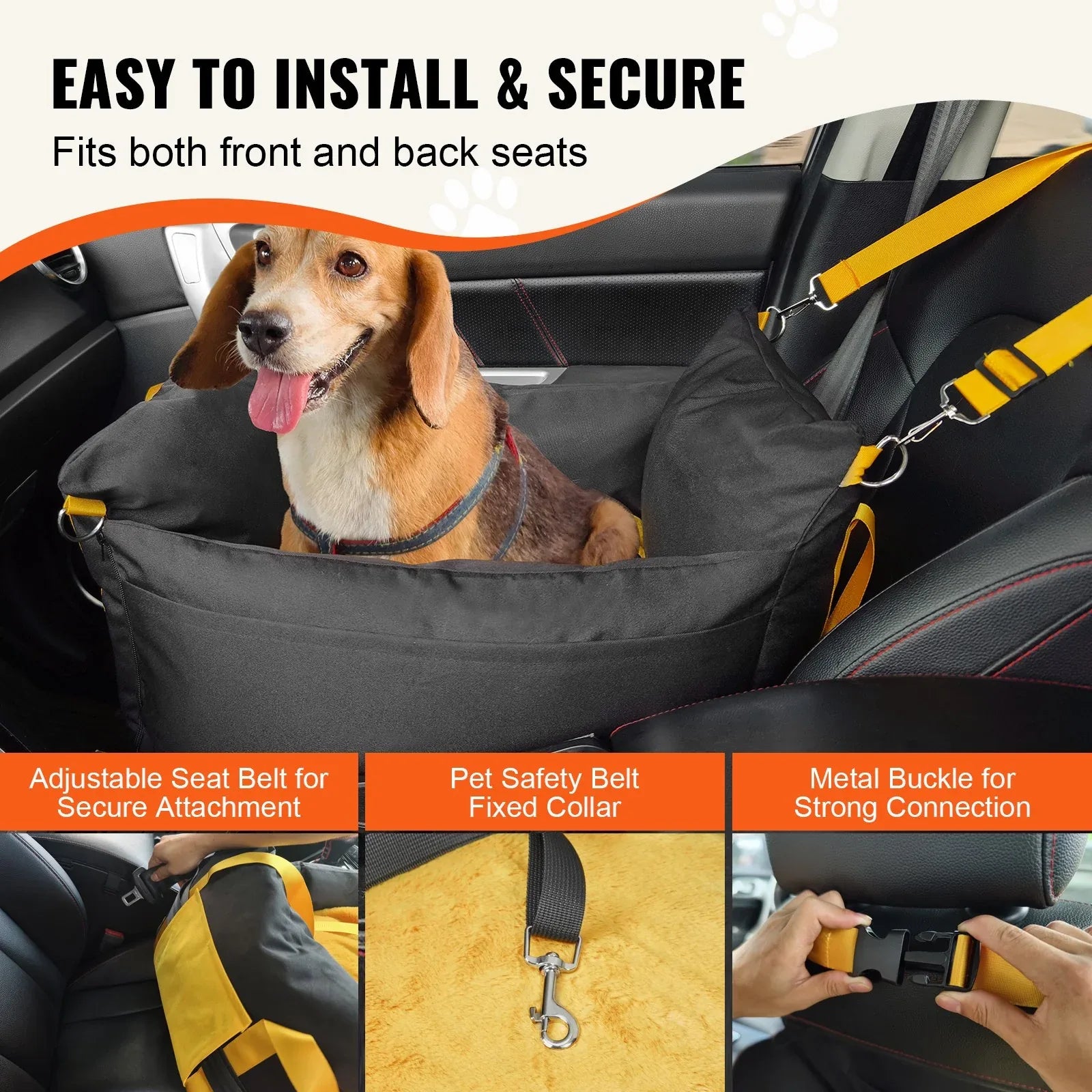VEVOR Dog Booster Car Seat Pet Car Seat For Small Dog Up To 25lbs Black - THE MILE MAKER DRIVER SHOP