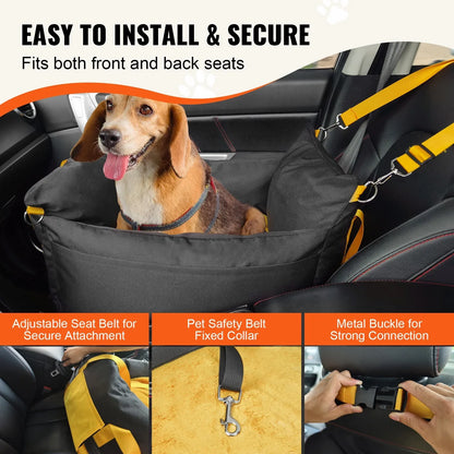 VEVOR Dog Booster Car Seat Pet Car Seat For Small Dog Up To 25lbs Black - THE MILE MAKER DRIVER SHOP