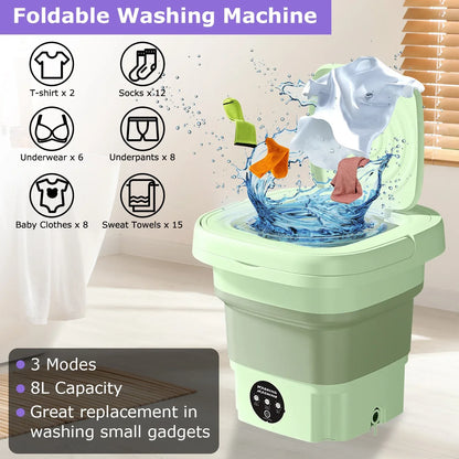 1Pc Portable Washing Machine Foldable Laundry Machine With Detachable Drain Basket 3 Modes Electric Clothes Washer For Underwear Socks Towels Baby Clothes - THE MILE MAKER DRIVER SHOP