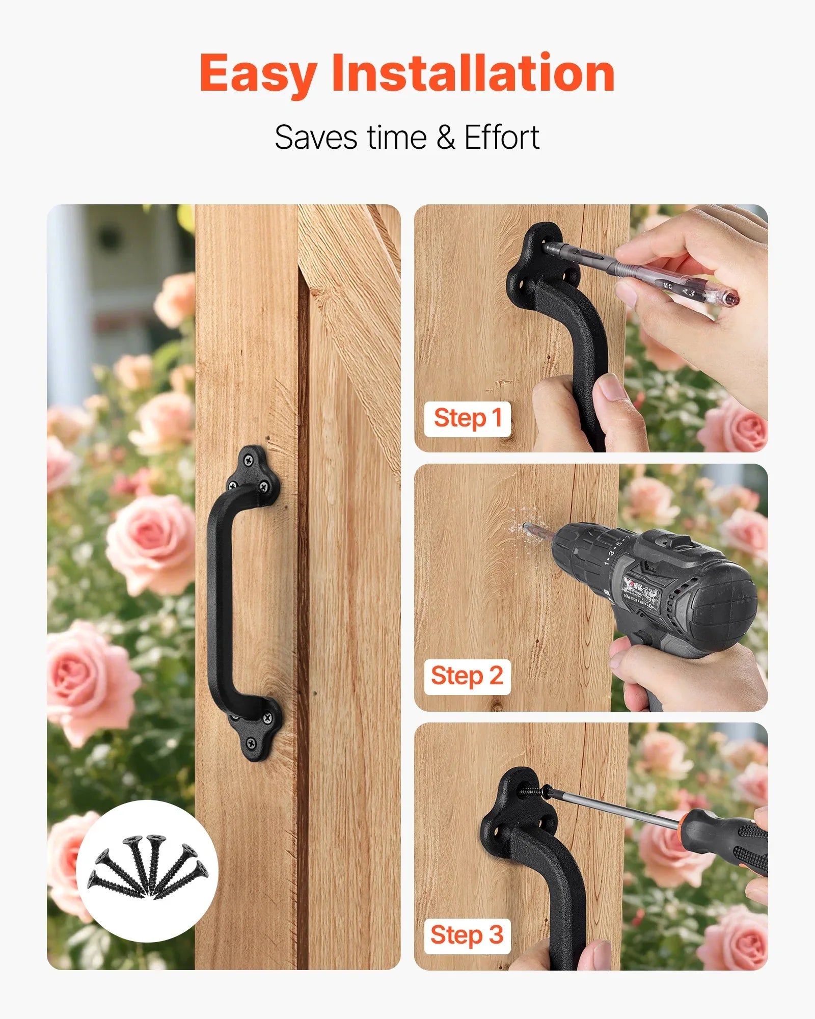 Barn Door Handle 9 In Rustic Heavy Duty Carbon Steel Garden Gate Pull Handle - THE MILE MAKER DRIVER SHOP