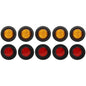 10 Pcs 2 4LED Rubber Ring Round Led Trailer Truck Tail Lights With Plug, 12V Brake Light Marker, 5 Red Covers 5 Yellow Covers - THE MILE MAKER DRIVER SHOP
