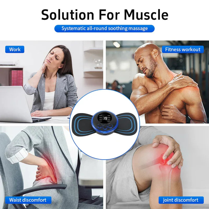 Mini Massager With 5 Pads Portable Electric Muscle Stimulator - Deep Tissue Management Device - Pulse Therapy For Back Shoulder Neck Leg - THE MILE MAKER DRIVER SHOP