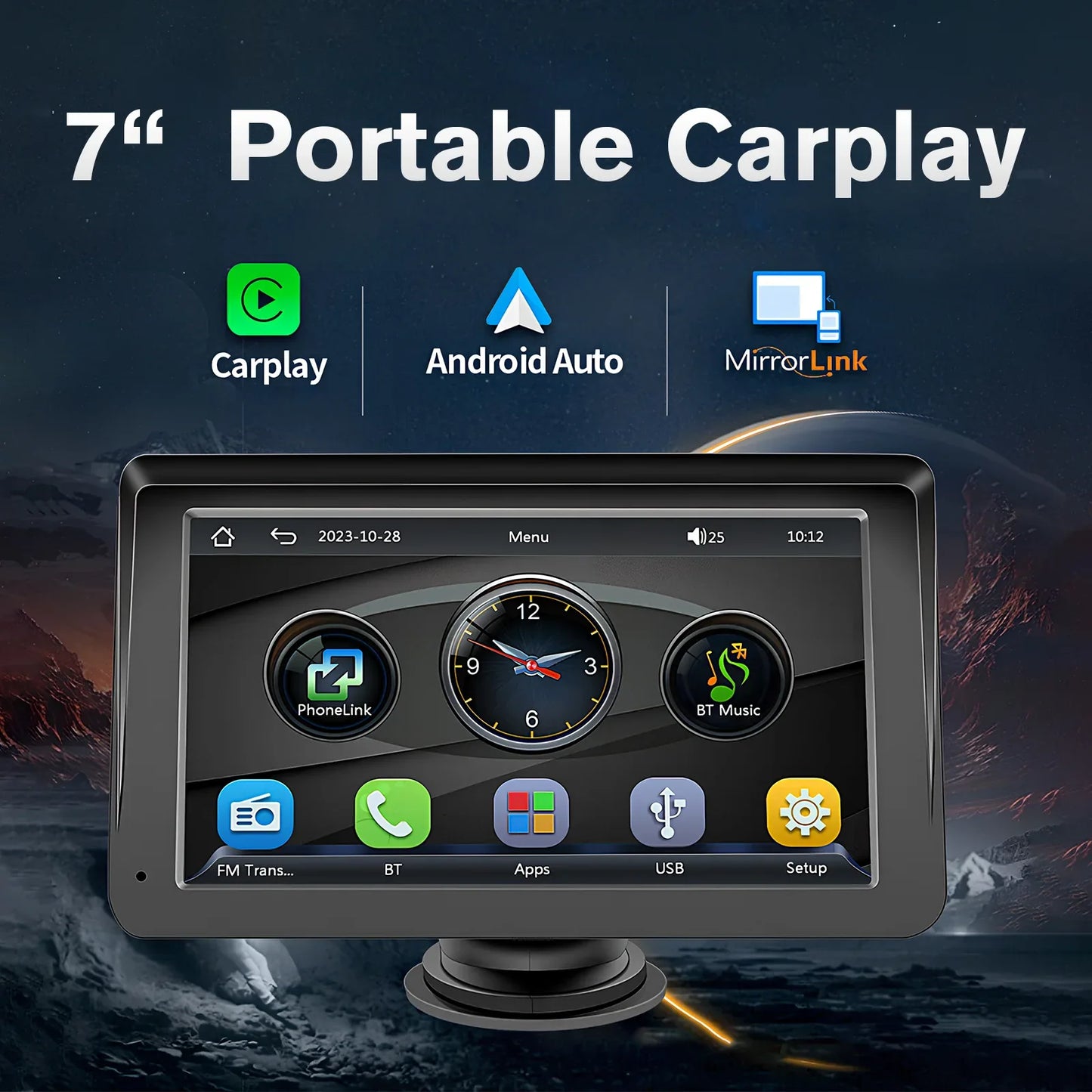 Portable Car Stereo Wireless CarPlay & Android Auto, Car Radio 7inches Touchscreen, Bluetooth5.0, Mirror Link, Maps Navigation, Voice Control, AUX Cable Vehicles - THE MILE MAKER DRIVER SHOP