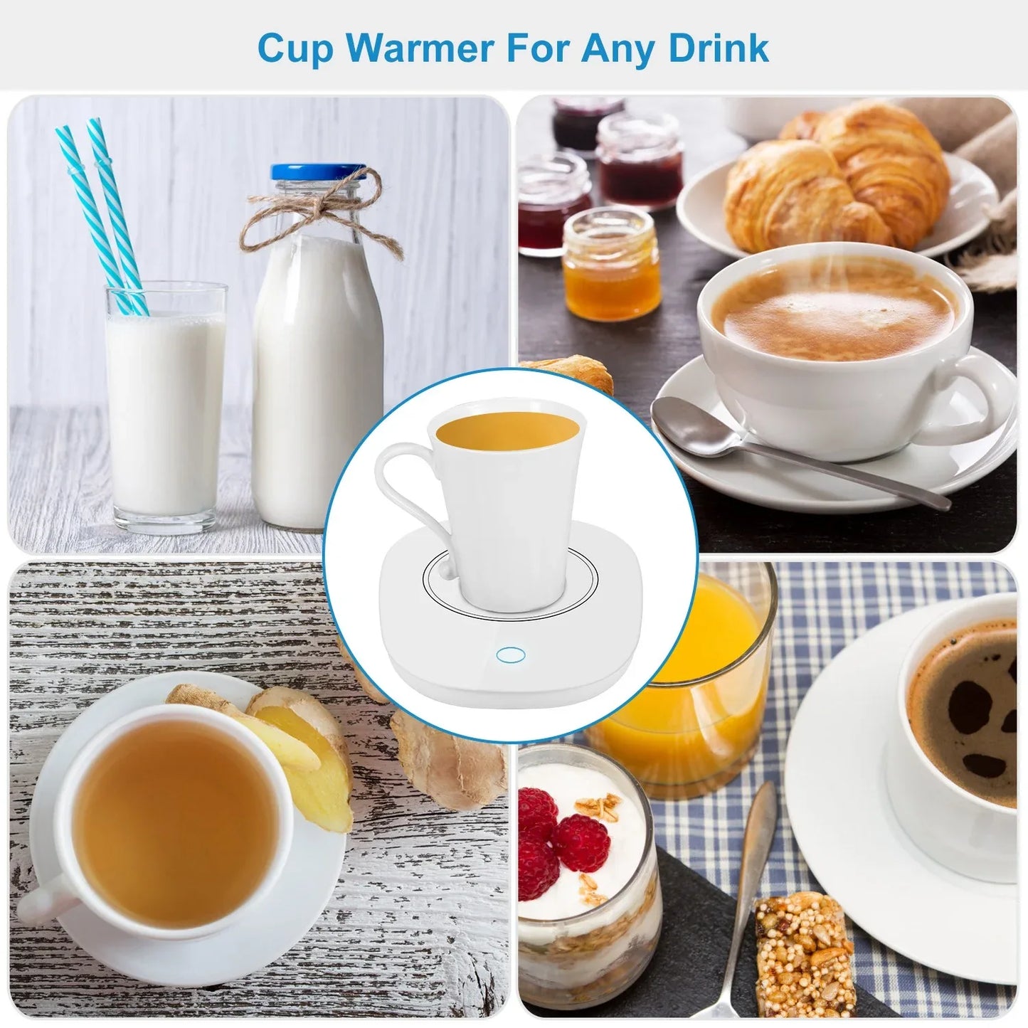 1Pc Coffee Mug Warmer Cup Warmer Auto Shut Off Coffee Tea Milk Electric Heater Pad Office Home Desk Electric Beverage Warmer Mat - THE MILE MAKER DRIVER SHOP