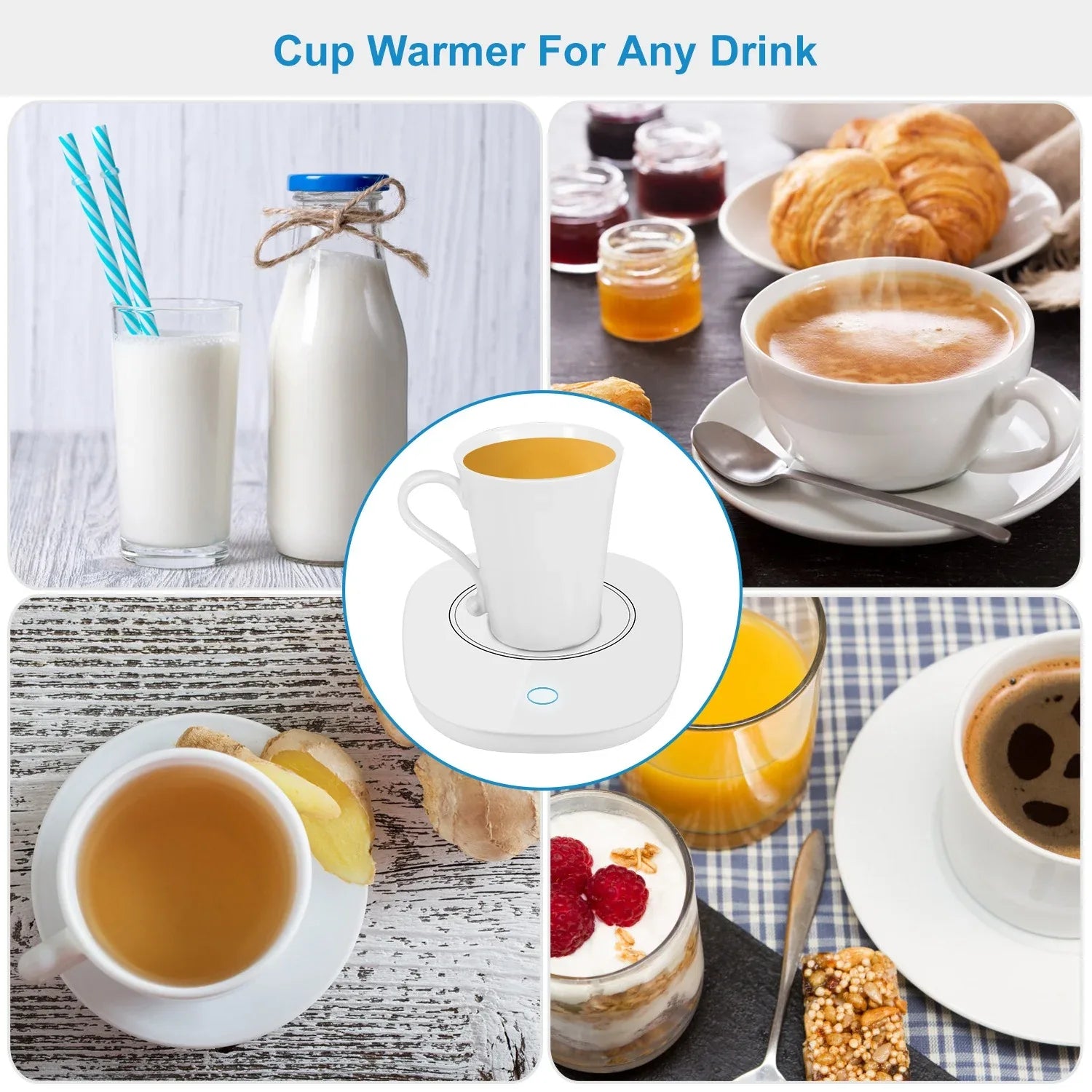 1Pc Coffee Mug Warmer Cup Warmer Auto Shut Off Coffee Tea Milk Electric Heater Pad Office Home Desk Electric Beverage Warmer Mat - THE MILE MAKER DRIVER SHOP