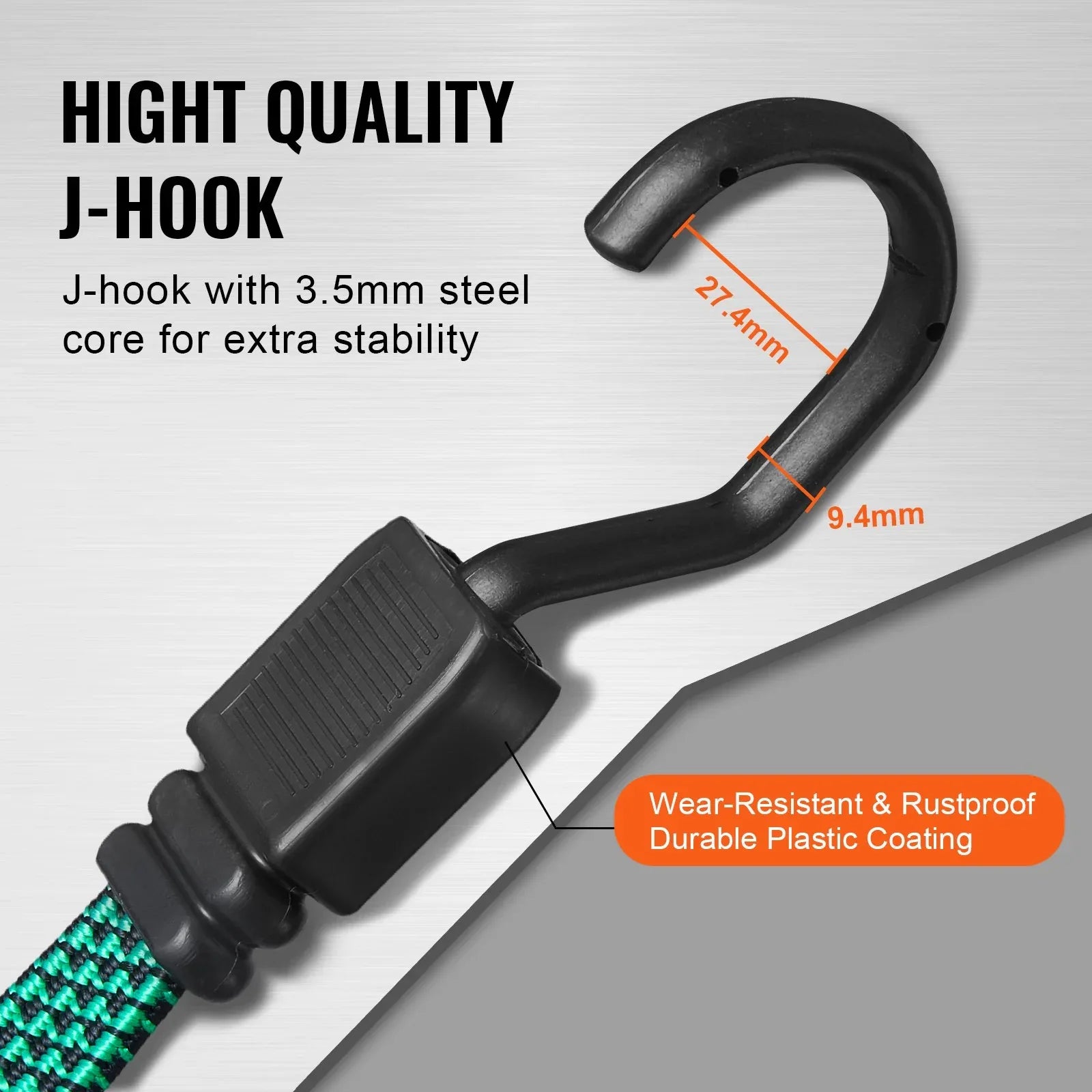 32 Pcs Flat Bungee Cord Set 17 Mm Heavy Duty Bungee Straps With J-Hooks - THE MILE MAKER DRIVER SHOP