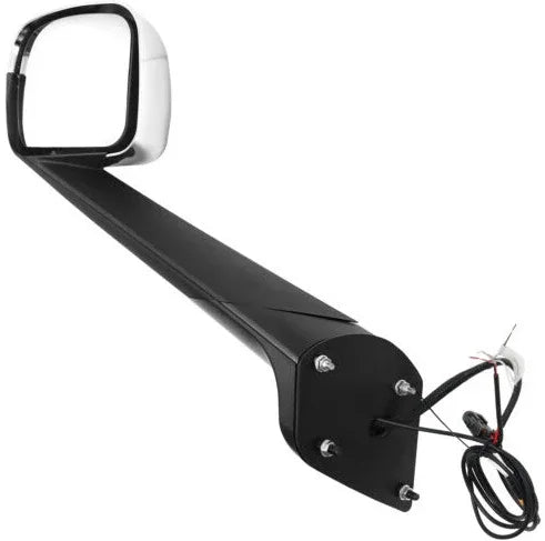 For Freightliner Cascadia 2018 Pair Chrome Heated Hood Mirror W Turn Signal LED - THE MILE MAKER DRIVER SHOP