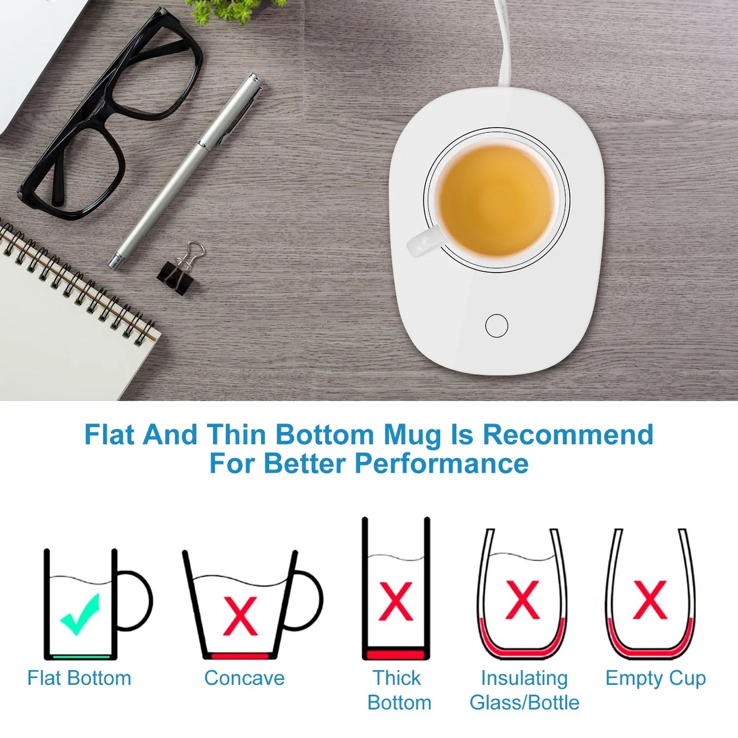 1Pc Coffee Mug Warmer Cup Warmer Auto Shut Off Coffee Tea Milk Electric Heater Pad Office Home Desk Electric Beverage Warmer Mat - THE MILE MAKER DRIVER SHOP