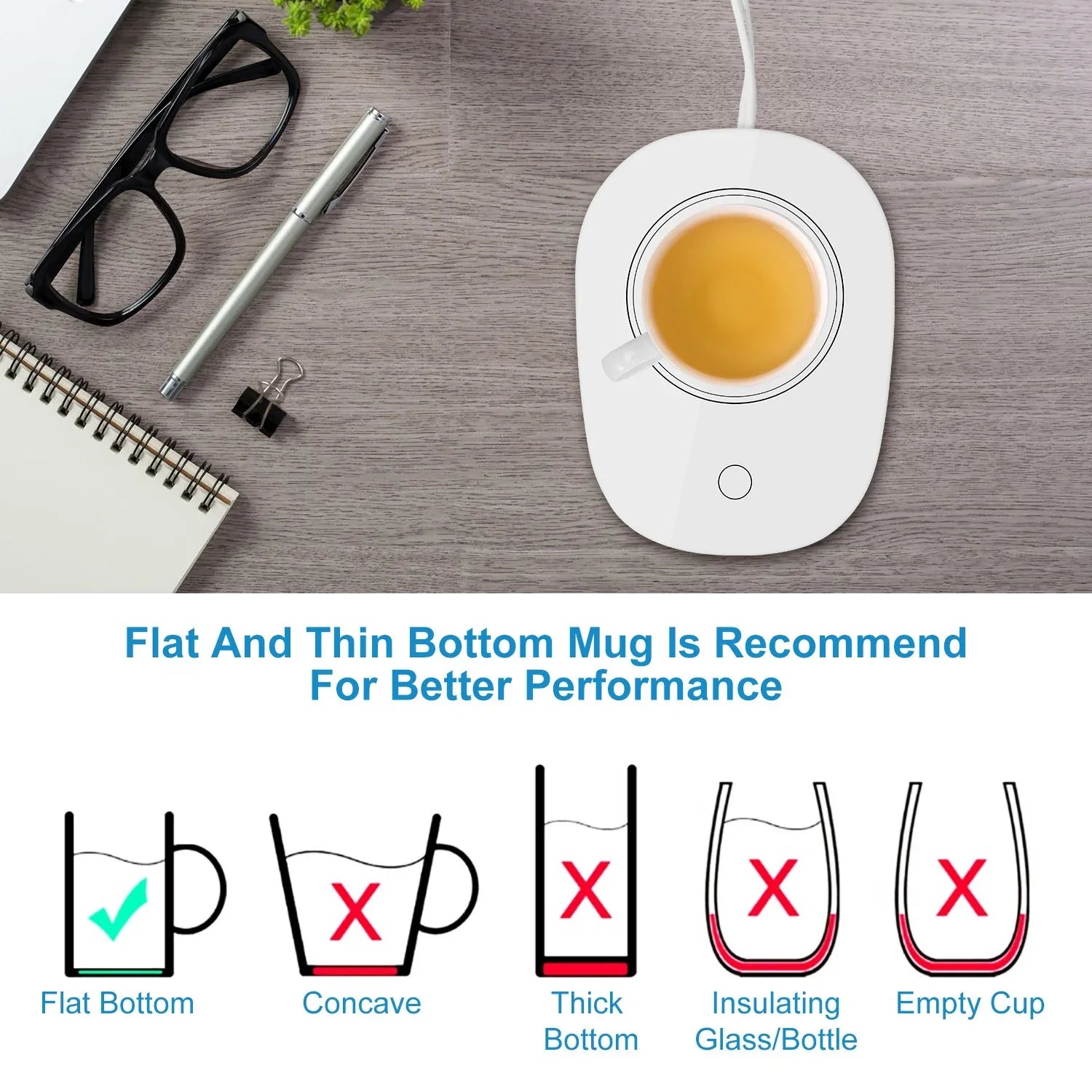 1Pc Coffee Mug Warmer Cup Warmer Auto Shut Off Coffee Tea Milk Electric Heater Pad Office Home Desk Electric Beverage Warmer Mat - THE MILE MAKER DRIVER SHOP