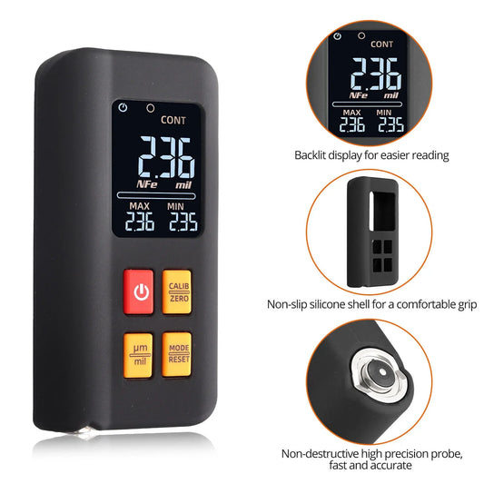 LCD Digital Thickness Gauge Car Coating Paint Film Depth Tester Fe NFe Probe - THE MILE MAKER DRIVER SHOP