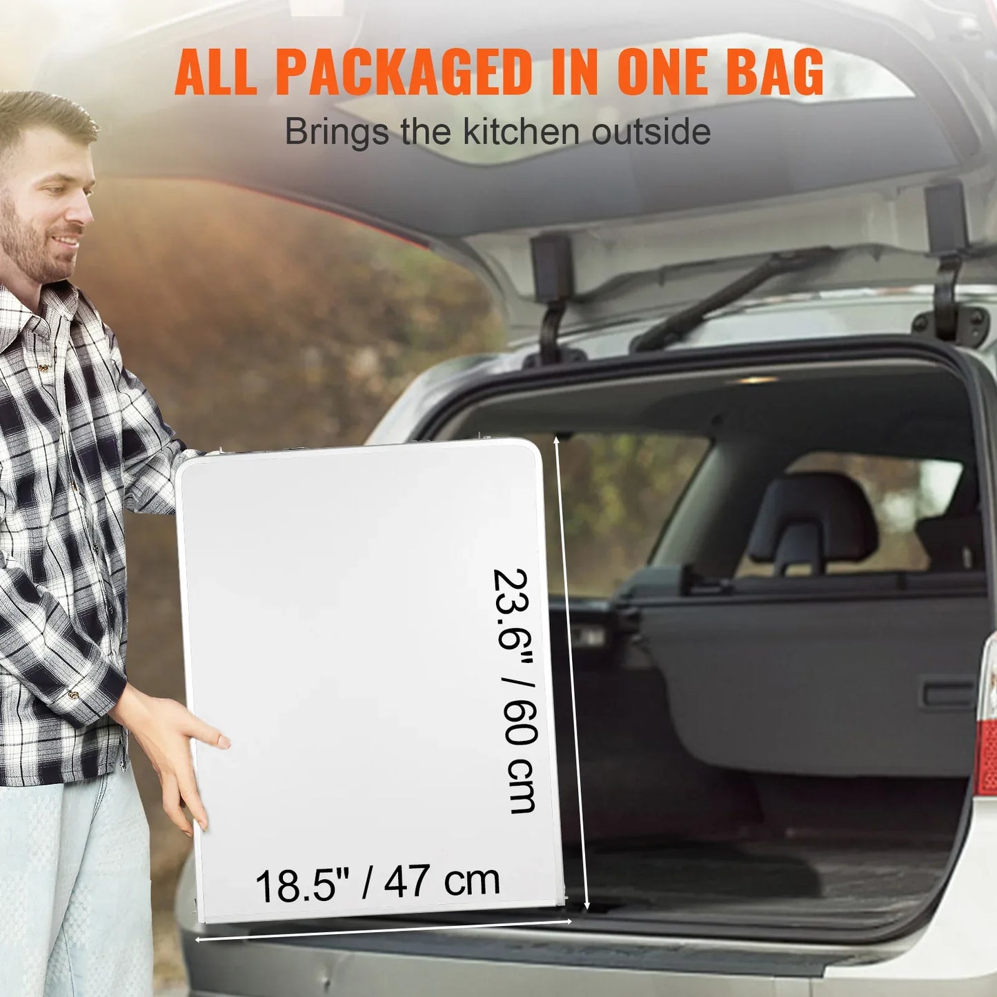 VEVOR Camping Kitchen Table, Quick Set-up Folding Camping Table, 3 Adjustable Heights, MDF Camping Table, Ideal For Outdoor Picnics, BBQs, Camping, RV Traveling - THE MILE MAKER DRIVER SHOP