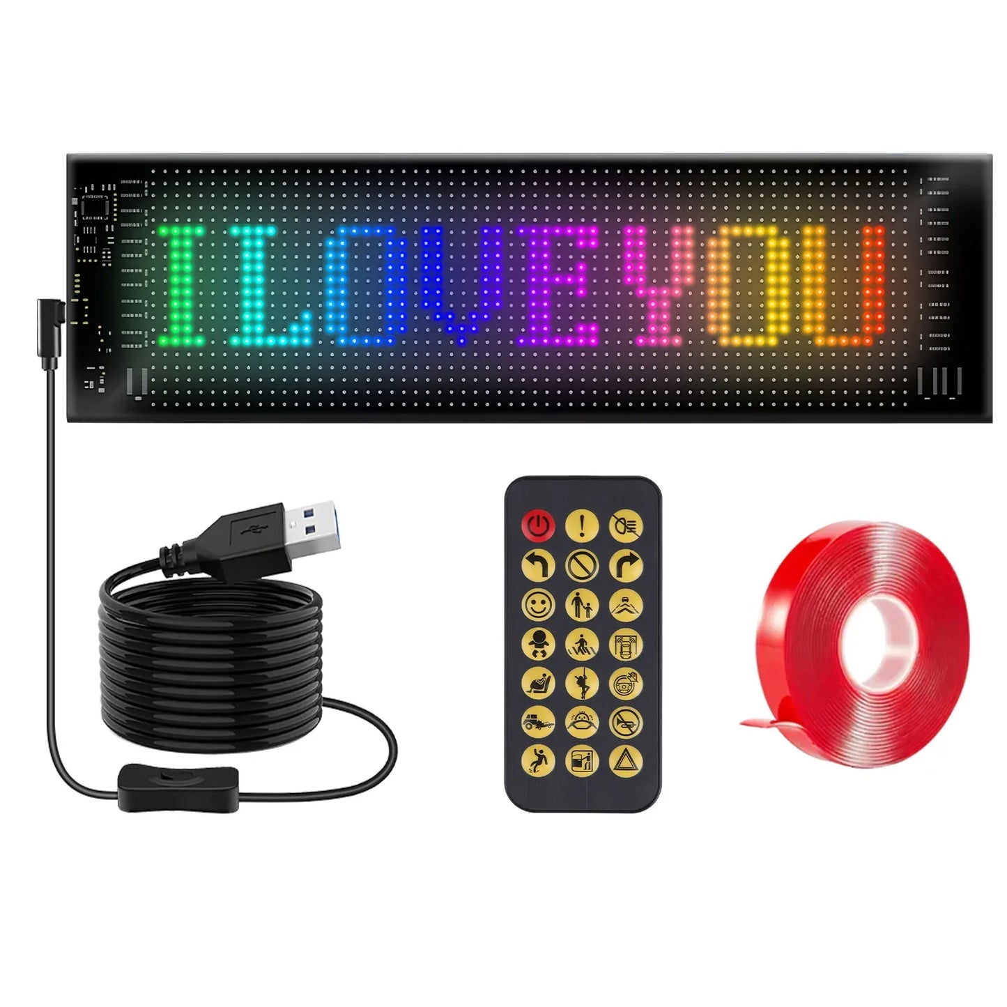 2Pack 16x96 Matrix Devil Eyes Lights For Car Ultra-thin Programmable LED Car Signs With APP Remote Control DIY Design Text Patterns Animations - THE MILE MAKER DRIVER SHOP