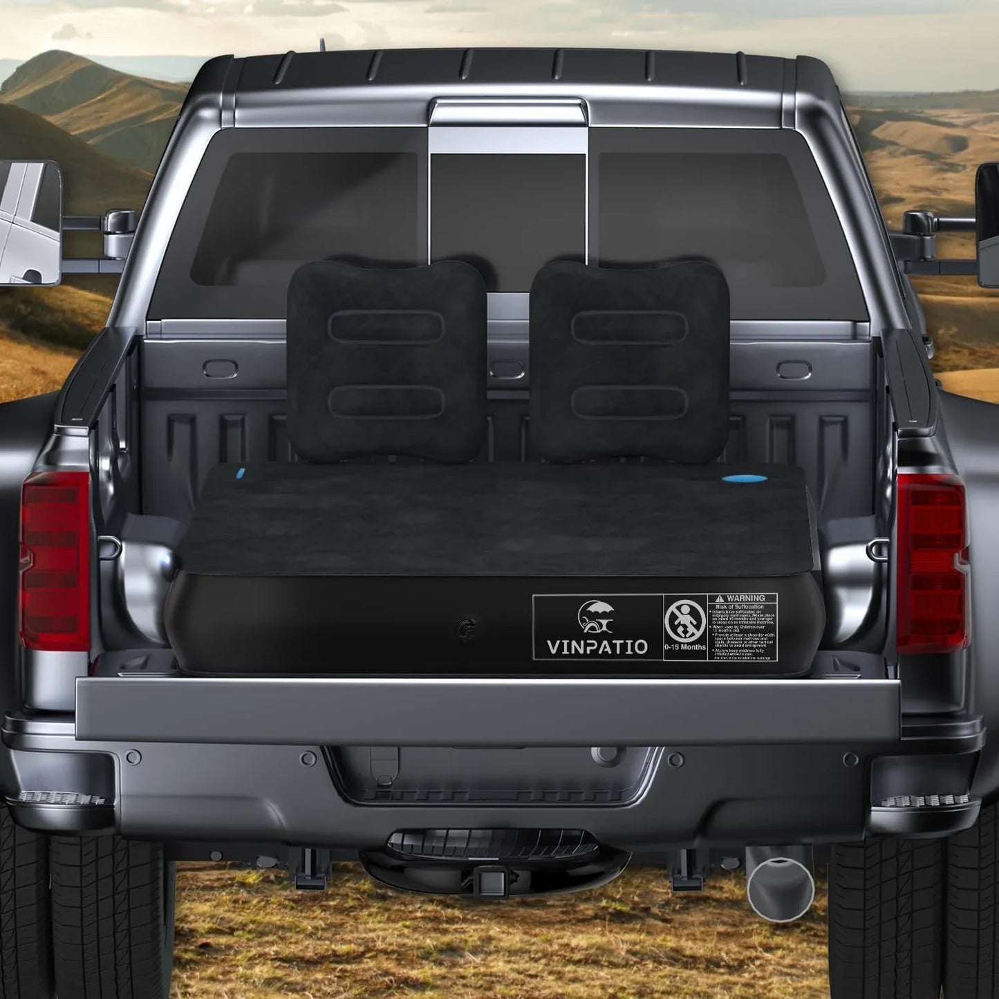 Full Size Truck Inflatable Mattress, Fits For 5.5-6.5 Ft Trucks, Inflatable Pickup Truck Air Bed, With Phone Slot And Cup Slot, 2 Pillows, Suitable For Outdoor And Indoor - THE MILE MAKER DRIVER SHOP