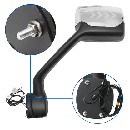 Hood Mirror With Turn Signal Fit For KENWORTH T680 2013-2020 Peterbilt 579 2010-2017 Peterbilt 587 2010-2017 Left Driver And Right Passenger Pair Set Chrome Cover - THE MILE MAKER DRIVER SHOP