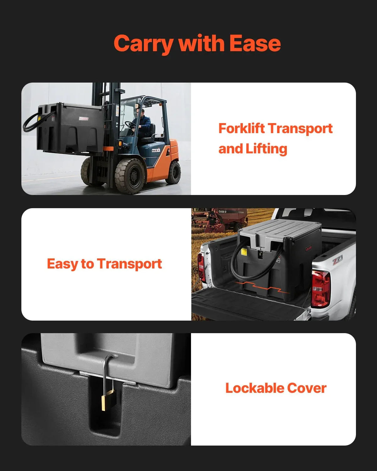 Portable Tank 58 Gal Fuel Tank With 12V Transfer 10 GPM Black - THE MILE MAKER DRIVER SHOP