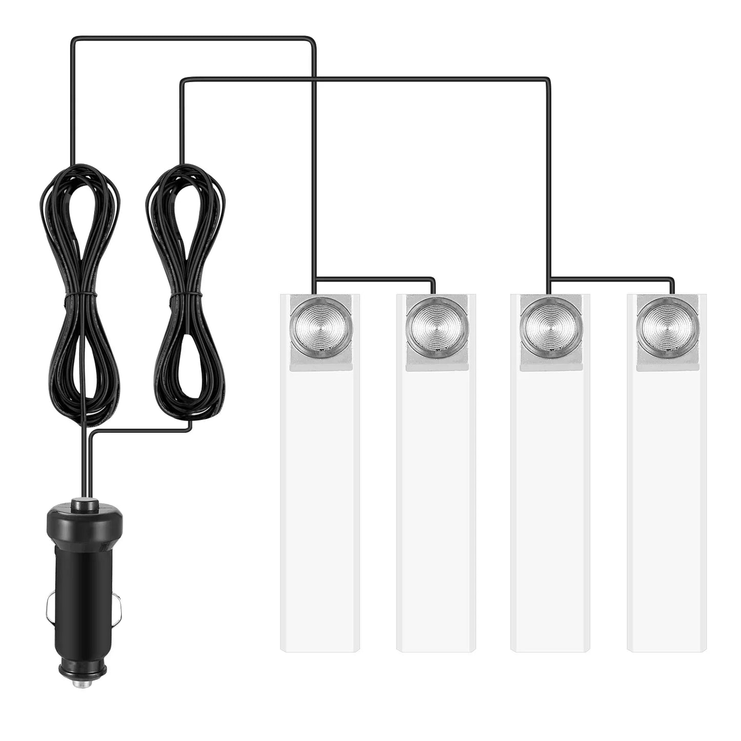 4Pcs Car Interior LED Atmosphere Light Car Charge Decorative Lamp DC 12V Blue Light - THE MILE MAKER DRIVER SHOP