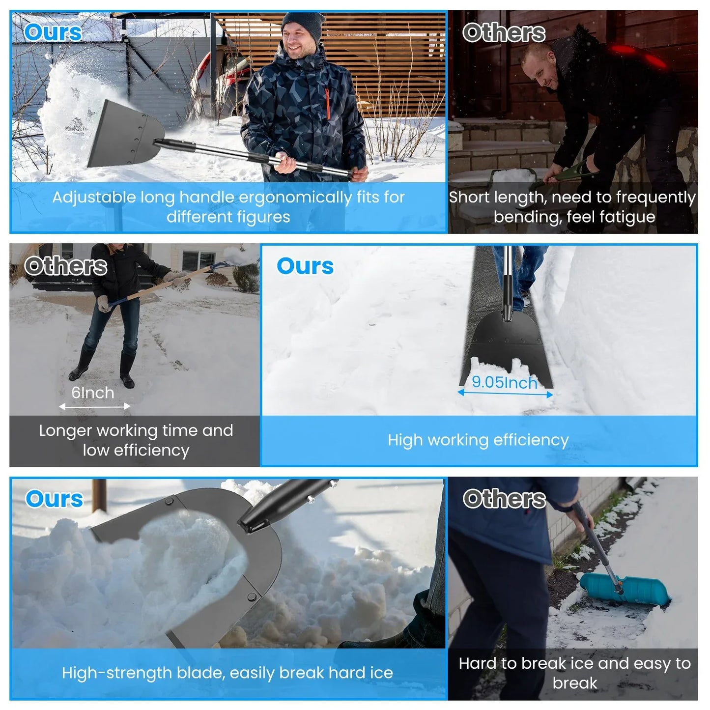 1Pc 53In Flat Snow Shovel Ice Scraper Manganese Steel Snow Ice Chopper For Walkway Pathway Driveway Ice Removal Gardening Cleaning Scraper Shovel For Weeding Lawn Edging - THE MILE MAKER DRIVER SHOP