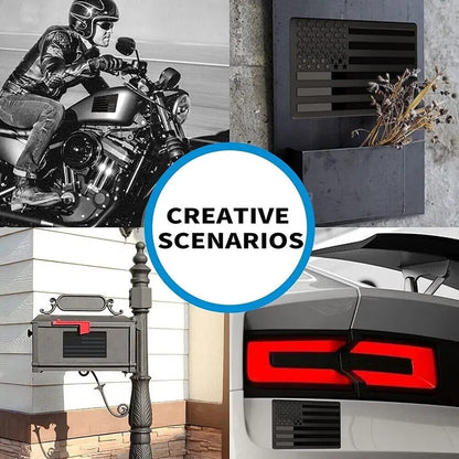 2PCS Metal USA Flag Sticker American Car Truck Decal Emblem Black - THE MILE MAKER DRIVER SHOP