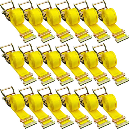 E Track Ratchet Strap, 18PCS 2' X 15' E-Track Straps 4400 LBS Breaking Strength, With Polyester Webbing & Spring Fitting & Ratchets, Durable Tie-Downs For Motorcycles, Tire, Trailer Loads - THE MILE MAKER DRIVER SHOP