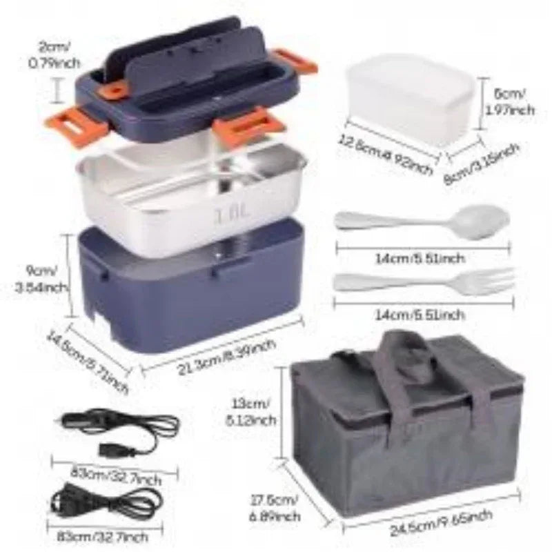 Electric Heating 1.8 Liter Lunch Box For Work, Car And Home - THE MILE MAKER DRIVER SHOP