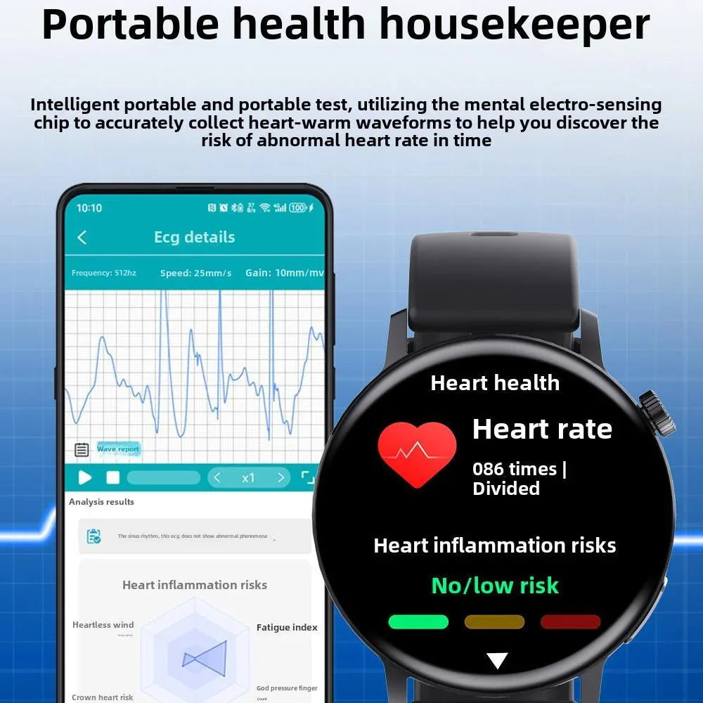 Smart Watch Non-Invasive Blood Glucose Body Temperature Blood Pressure Blood Oxygen Automatic Measurement ECG Ppg Blood Lipid Health Manager - THE MILE MAKER DRIVER SHOP