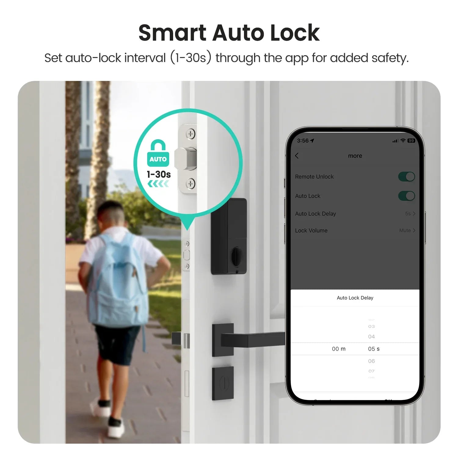 Smart WiFi & Bluetooth Door Lock With Fingerprint, Keypad & Code Entry, App Remote Control, Auto Lock, Black - THE MILE MAKER DRIVER SHOP