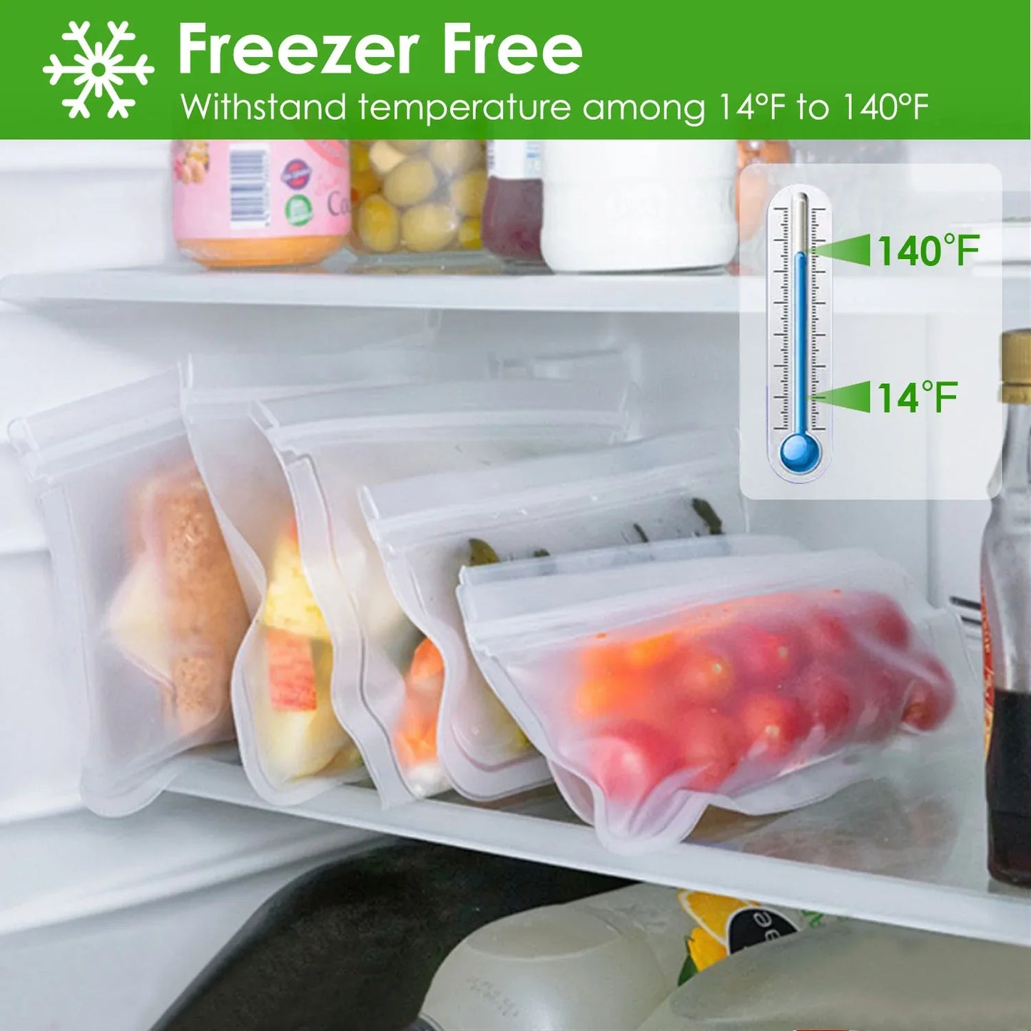 20Pcs Reusable Food Storage Bags 5 Sandwich Snack Gallon Quart Bag Leakproof BPA Free Food Container Freezer Safe Lunch Bag - THE MILE MAKER DRIVER SHOP