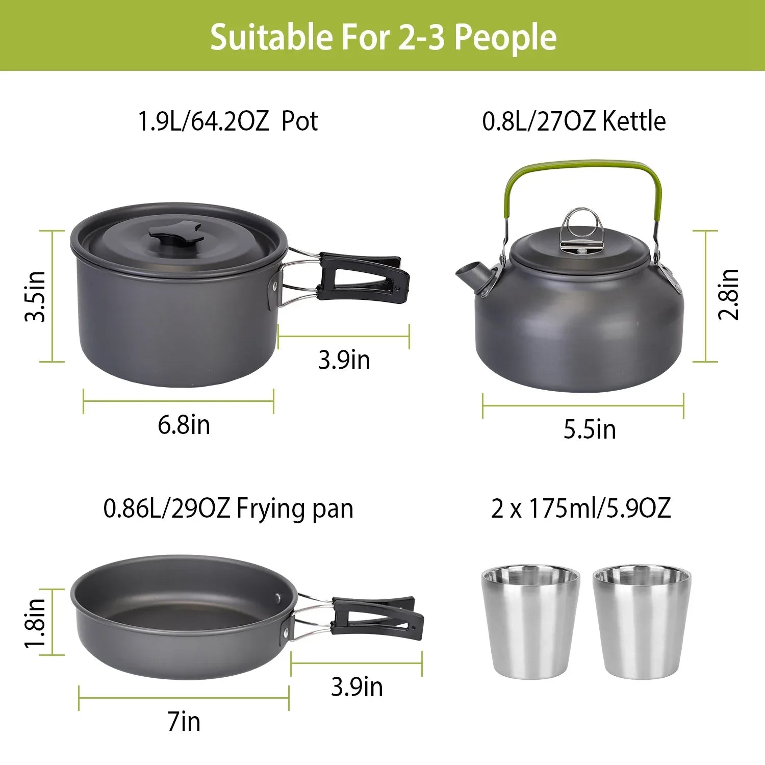 12Pcs Camping Cookware Set Aluminum Pot Pan Kettle Cup Fork Spoon Knife With Storage Bags For Hiking Picnic Outdoor - THE MILE MAKER DRIVER SHOP