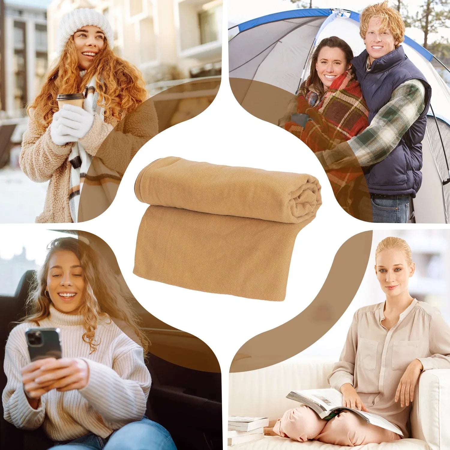 1Pc 79x24In USB Heated Shawl With Teasel Wearable Heating Blanket Electric Throw Wrap Indoor Outdoor With Zipper 3 Heating Levels Machine Washable For Outdoor Home Office - THE MILE MAKER DRIVER SHOP