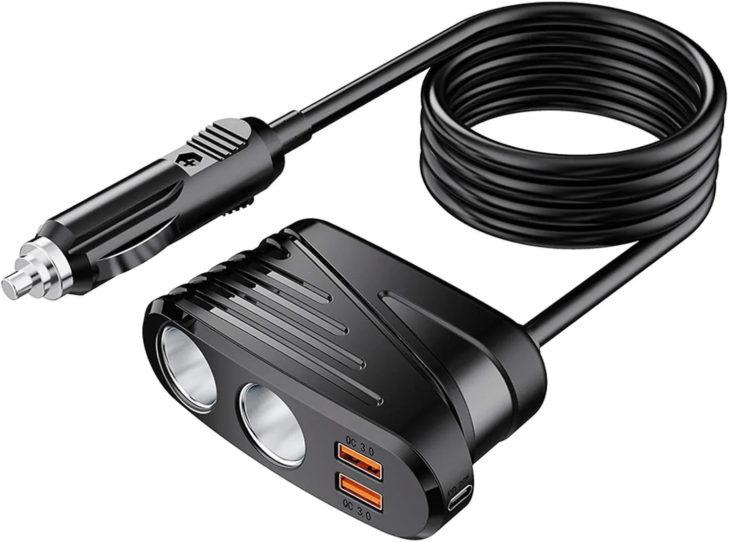 Car Charger 120W 2-Way Cigarette Lighter Splitter 12V Power Adapter Socket Extension With Dual USB - THE MILE MAKER DRIVER SHOP