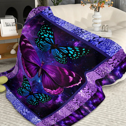 Cozy Butterfly Printed Flannel Blanket - Soft, Warm, And Lightweight Throw For Couch, Sofa, Office, Bed, Camping, And Travel - Multi-Purpose Gift For All Seasons With Versatile Design - THE MILE MAKER DRIVER SHOP