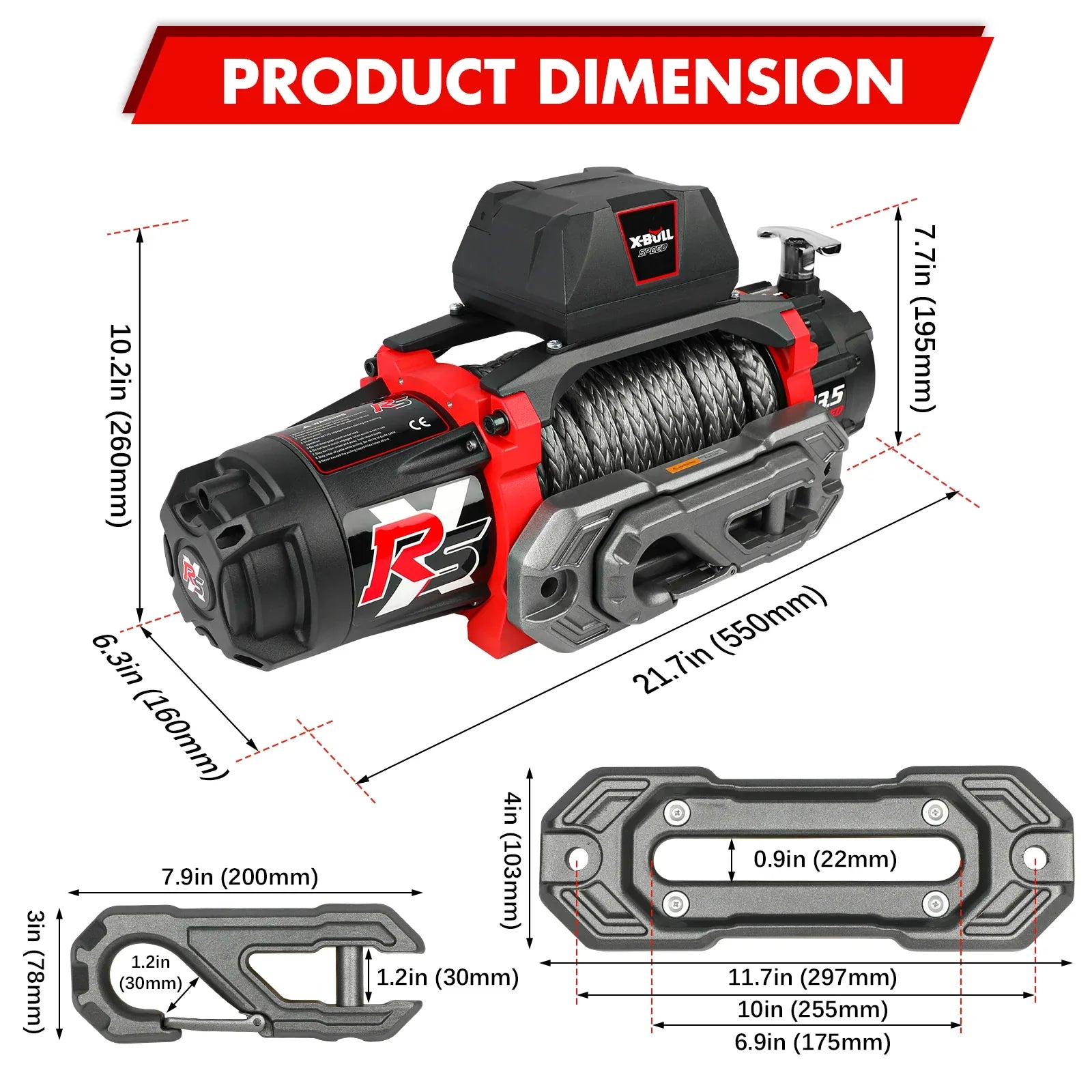 X-BULL 13500 Lb Winch Load Capacity Electric Winch - 12V DC Power Supply For Off-Road Trailers, 2-in-1 Wireless Remote Control, 13500 XRS Series - THE MILE MAKER DRIVER SHOP