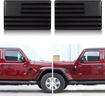 2PCS Metal USA Flag Sticker American Car Truck Decal Emblem Black - THE MILE MAKER DRIVER SHOP