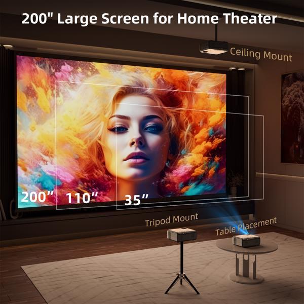 Projector With WiFi & Bluetooth, Upgraded 5G Portable Projector, Support 4K, Native 1080P, 12000 Lumens, Outdoor LED Movie Projector,Selling On The Amazon Temu Platform Is Prohibited - THE MILE MAKER DRIVER SHOP