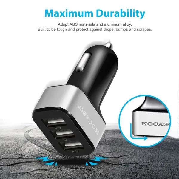USB Car Charger 30W 5.5A 3 USB Port Cigarette Lighter Charger Adapter - THE MILE MAKER DRIVER SHOP