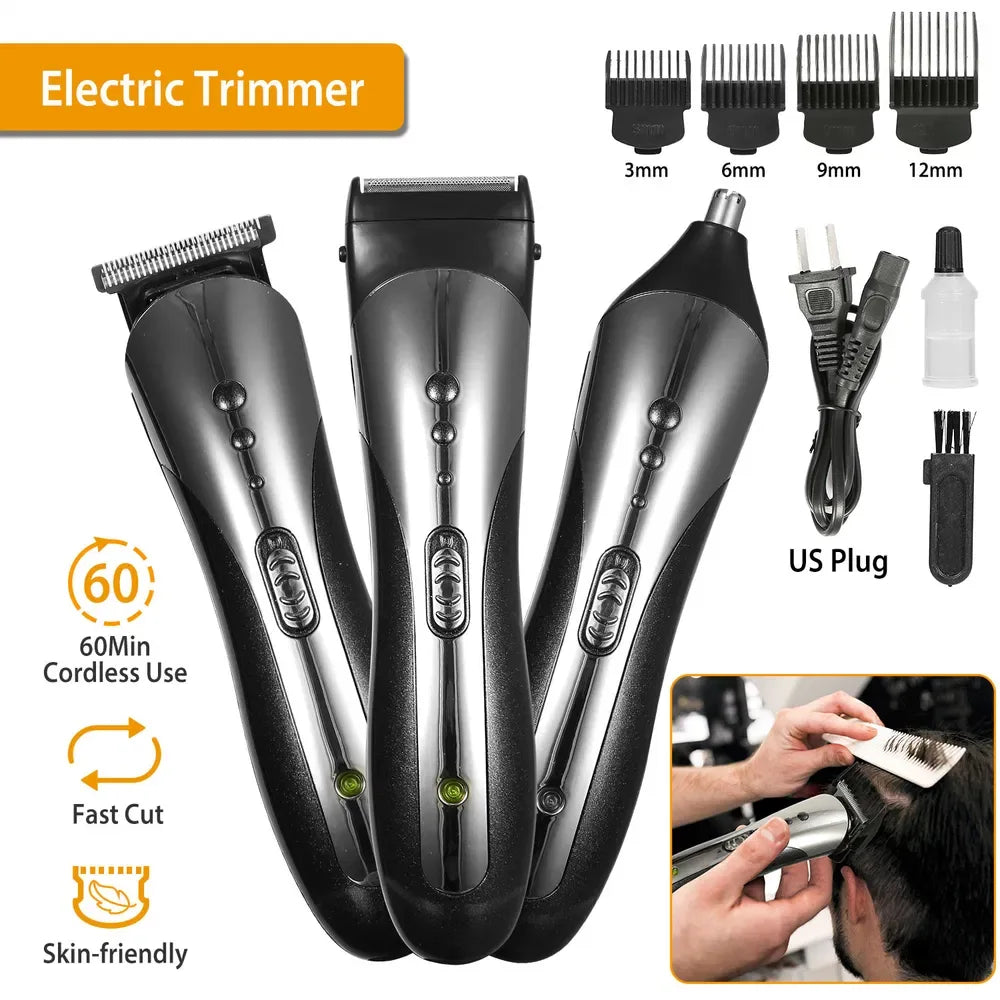Men Electric Hair Clipper Trimmer Rechargeable Beard Shaver Razor Nose Trimmer Set - THE MILE MAKER DRIVER SHOP