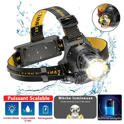 LED Headlamp Rechargeable Head Torch Zoom Headlight Lamp Powerful Flashlight Fishling Driving Camping Light With 3 Modes Work Light - THE MILE MAKER DRIVER SHOP